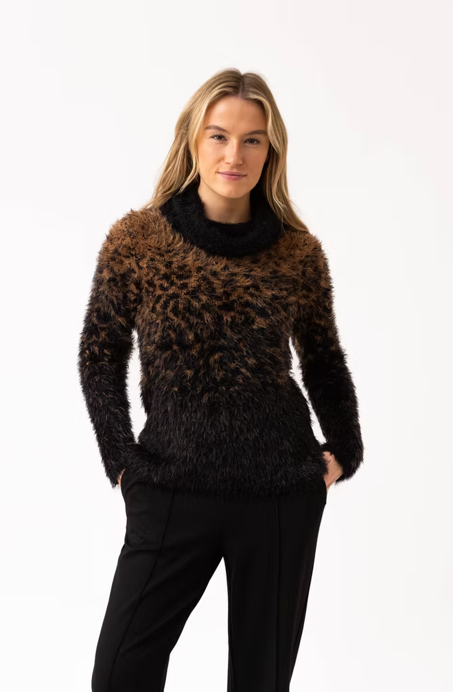 MARBLE FASHIONS 8030 COWL NECK SWEATER COL 208 TOBACCO