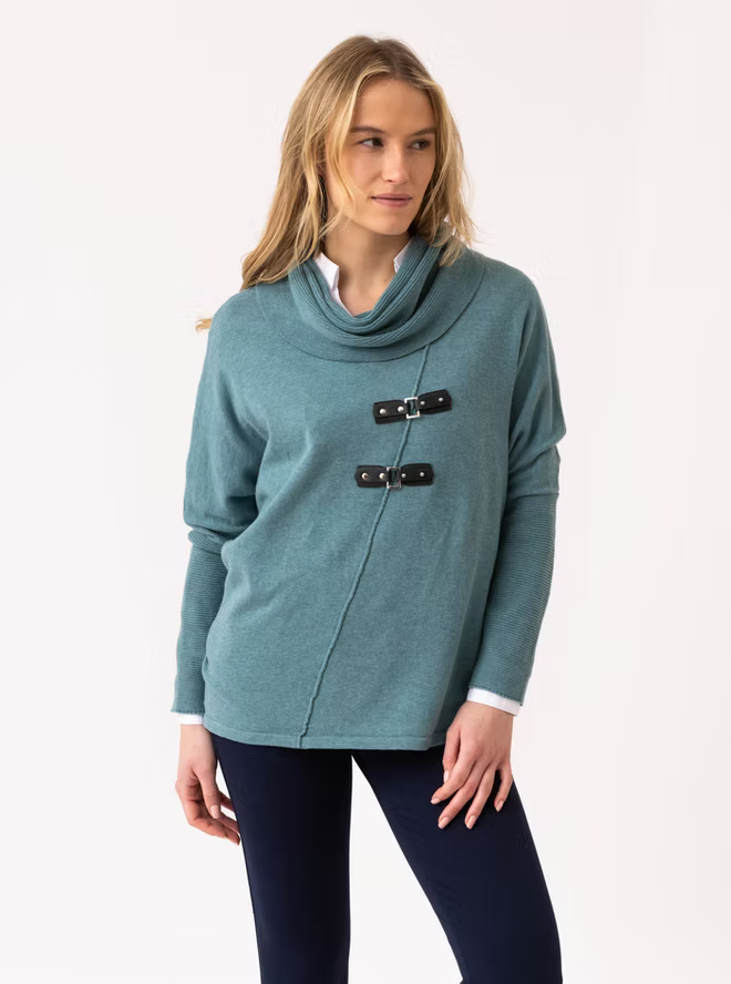 MARBLE FASHIONS 8093 DETAILED SWEATER COL 223 SEAFOAM