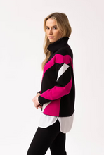 Load image into Gallery viewer, MARBLE FASHIONS 8109 PRINT SWEATER COL 126 FUCHSIA
