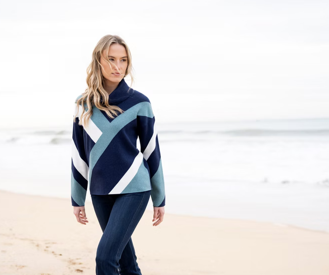 MARBLE FASHIONS 8109 PRINT SWEATER COL 223 SEA FOAM