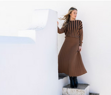 Load image into Gallery viewer, MARBLE FASHIONS 8113 STRIPED SWEATER COL 208 TOBACCO
