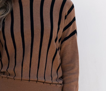 Load image into Gallery viewer, MARBLE FASHIONS 8113 STRIPED SWEATER COL 208 TOBACCO
