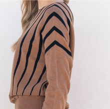 Load image into Gallery viewer, MARBLE FASHIONS 8113 STRIPED SWEATER COL 208 TOBACCO
