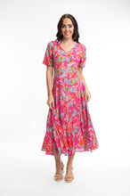Load image into Gallery viewer, ORIENTIQUE 41000 SYMI GODET SLEEVE DRESS - PINK
