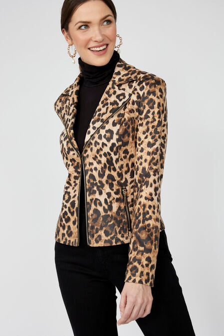 FRANK LYMAN Animal Print Zipper Jacket Style 253857