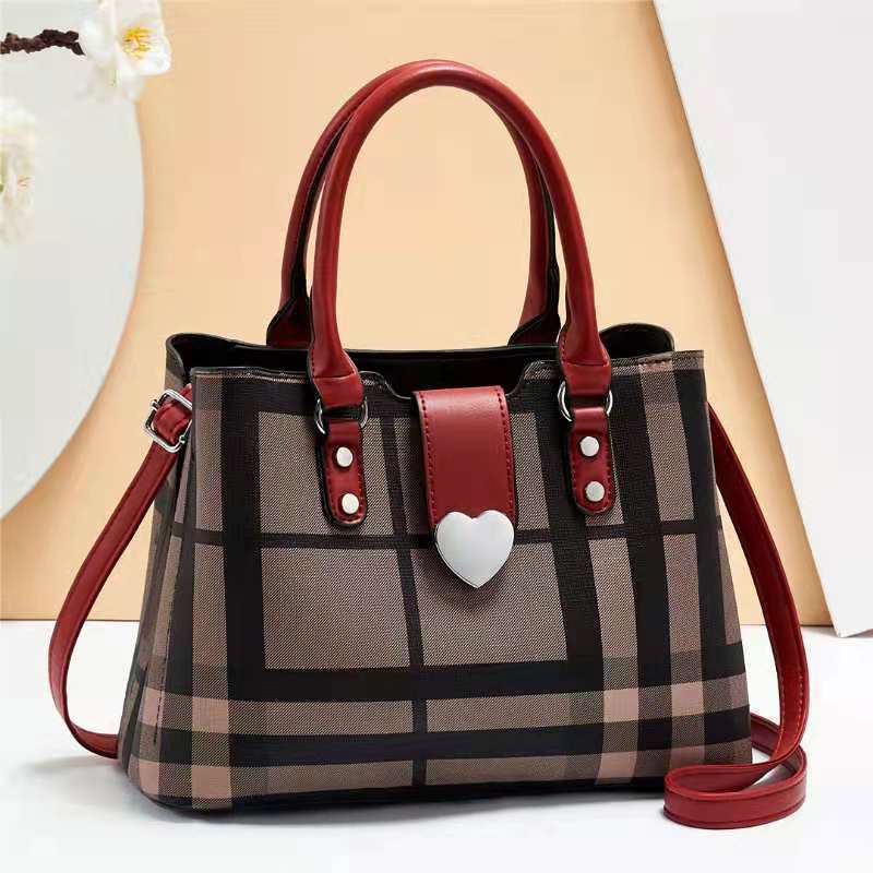 GESSY 6695 HEART PATTERN TOTE HANDBAG - RED