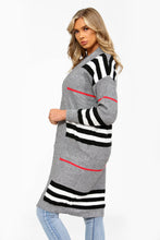 Load image into Gallery viewer, CHECK LONGLINE CARDIGAN - GREY
