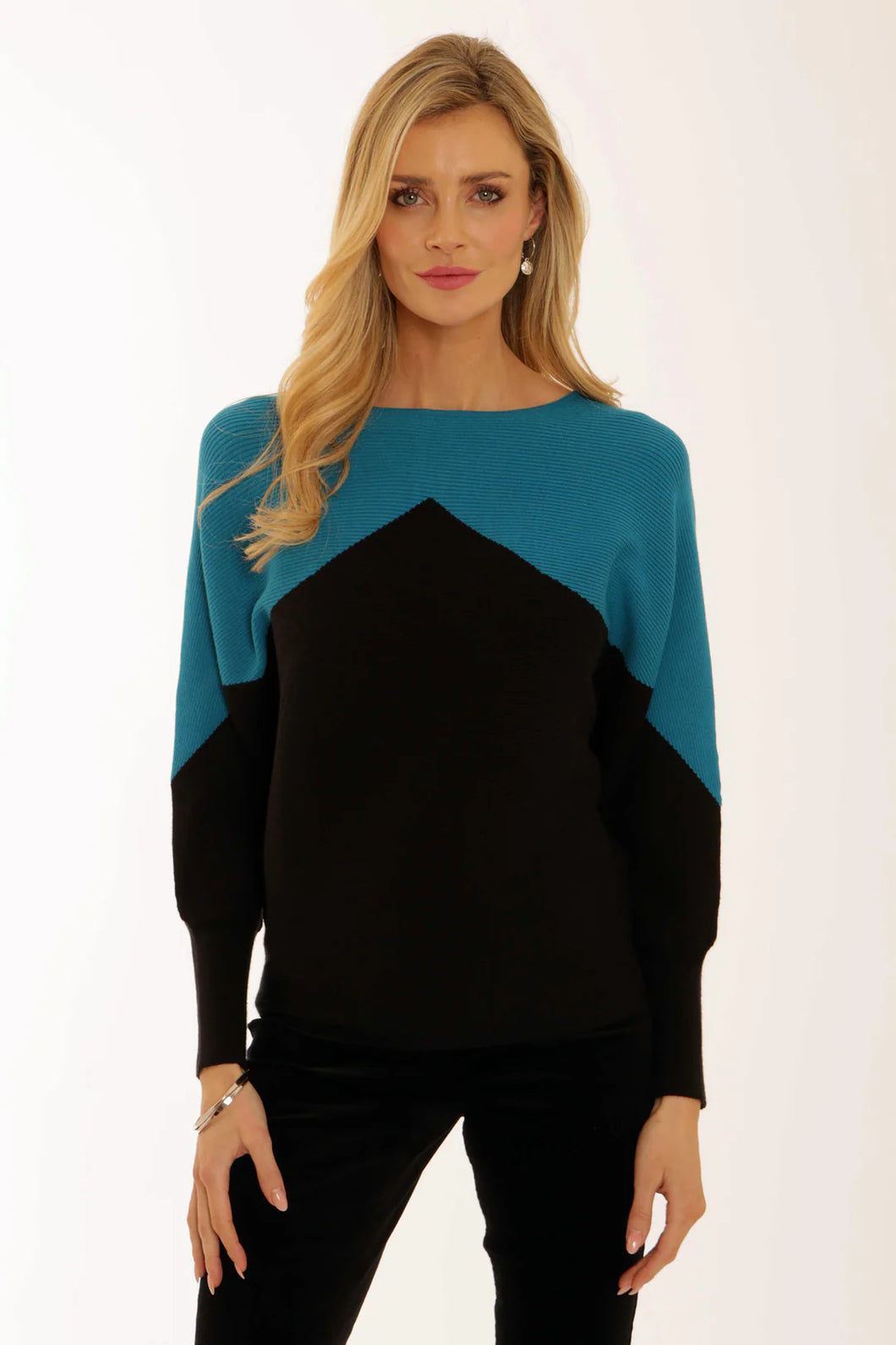 POMODORO TWO TONE JUMPER - PEACOCK 22557
