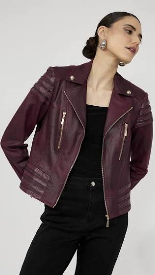 Frank Lyman Leatherette Biker Jacket - 253817 Plum