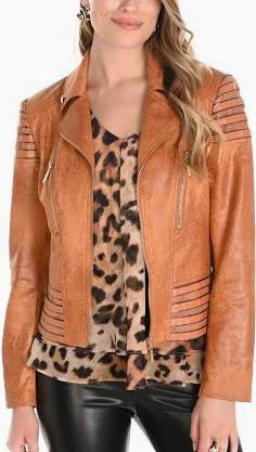Frank Lyman Leatherette Jacket 253817 - Burnt Orange